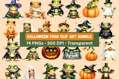 Halloween Frog Clipart Bundle - Cute Spooky Amphibian Product Image 1