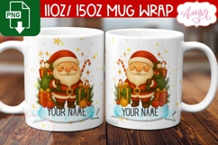 Custom Christmas mug wrap PNG, Cute Santa mug PNG Product Image 2