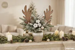 Reindeer Antler Plant Stake Laser Cut | Herb Label | SVG Product Image 1