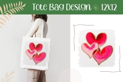 Pink Love Hearts Illustration PNG, Love Tote Bag Template Product Image 1