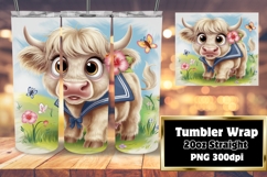 BEAUTY 20oz Tumbler Template for DIY , Cute Cow Product Image 1