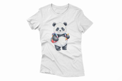 Cute Panda with Backpack Holding a Pencil Watercolor PNG Product Image 4