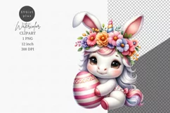 Easter clipart, Unicorn clipart, Watercolor clipart Product Image 1