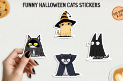 Funny Halloween Cat Sticker PNG Printable Stickers. Product Image 1