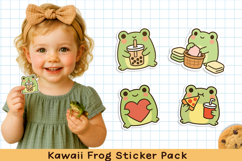 Cute kawaii frog printable stickers. PNG. Product Image 6