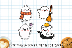Cute Halloween Ghost Stickers | Printable Kawaii Spooky PNG Product Image 6