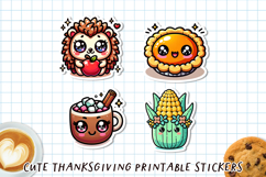 Cute Kawaii Thanksgiving Stickers | Fall Sticker Sheet PNG Product Image 1