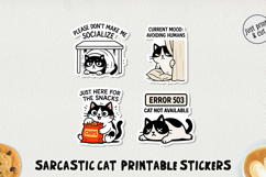 Sarcastic Cat Printable Stickers PNG Product Image 1