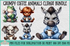 Grumpy Coffee Animals | Sublimation Clipart Product Image 1