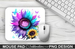 Magical Purple Cyan Sunflower Sublimation Mouse Pad Design Product Image 1