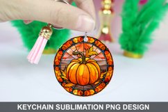 Pumpkin Keychain Sublimation, Round Keychain PNG Design Product Image 1