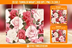 Valentine Rose Tumbler Wrap Designs, Sublimation Wrap Product Image 1