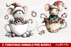 2 Christmas Animals PNG | Cute Festive Wildlife Clipart Product Image 1