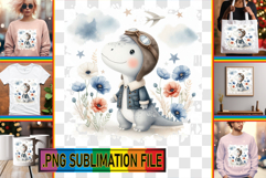 Dazzling TOTE BAG Gift Magic PNG, Cute Dino Product Image 1