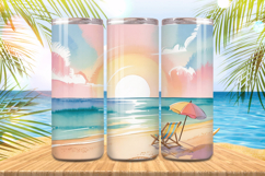 Sunrise Beach With chair Tumbler Wrap PNG Sublimation Product Image 1