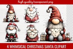 4 Whimsical Christmas Santa Clipart | Cute Santa PNG Product Image 1