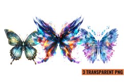 Watercolor Magic Butterflies Clipart, PNG Product Image 1