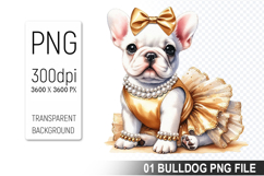 Watercolor Cute Bulldog Clipart PNG Bundle, Bulldog Art Product Image 16