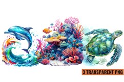 Watercolor Sea Animals Clipart , PNG Product Image 1