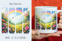 Fantasy garden, watercolor stripes, coffee mug sublimation Product Image 1