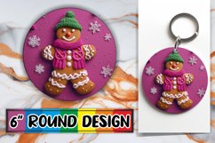 Christmas 3D Gingerbread Man Round Design Keychain Product Image 1