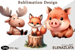 Animal clipart, Cute baby Watercolor clipart Product Image 1