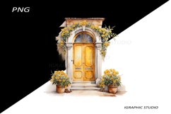 Watercolor Medirerranean Door Clipart Product Image 1