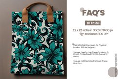 Black and Teal Seamless Flower Digital Papers Product Image 2