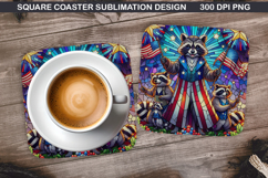 Raccoon Coaster Sublimation, 4th Of July Coaster PNG Design Product Image 1