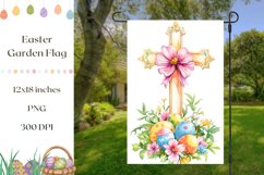 Easter Garden Flag, Watercolor Easter Cross Garden Flag Product Image 1