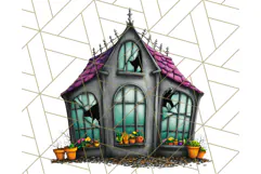 Halloween Buildings Clipart PNG, Haunted Houses Art Product Image 5