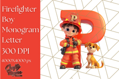 Firefighter Boy Letter P Clipart | Fireman Alphabet PNG Product Image 1