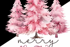 Merry Christmas PNG: Pink Tree Design for Sublimation Product Image 3
