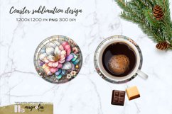 stained glass floral CHRISTMAS coaster| round COASTER Product Image 1