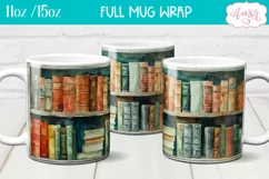 Bookshelf mug wrap PNG for Sublimation | Book lover mug png Product Image 2