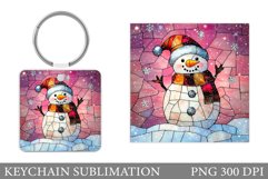 Cute Snowman Keychain Design. Christmas Keychain Sublimation Product Image 1