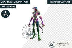 Halloween Acid Monster Clipart PNG Neon Fantasy Character Product Image 1