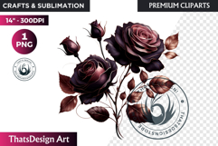 Moody Rose Gold &amp; Mauve Flowers PNG, Dark Romance Clipart Product Image 1