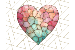 Stained Glass Heart PNG Clipart in Pastel and Bright Colors Product Image 5