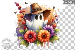 Halloween Ghost And Flowers Sublimation - Halloween Clipart Product Image 1