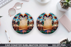Car Coaster Sublimation| 4th Of July Coaster PNG Design Product Image 1