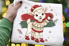 Christmas Sweater Baby Goat PNG Sublimation Design - Cute Product Image 2