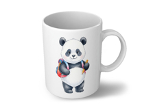 Cute Panda with Backpack Holding a Pencil Watercolor PNG Product Image 5