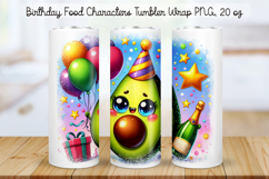 Birthday Food Character Tumbler Wrap PNG 20 oz Product Image 1
