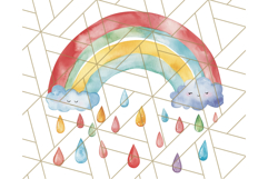 Watercolor Dinosaur and Rainbow PNG Clipart, Baby Nursery Product Image 2