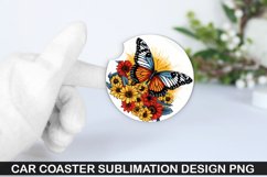 4Th Of July Butterfly Car Coaster Sublimation PNG Design Product Image 1