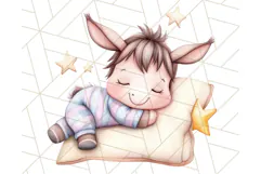 Sleeping Baby Animals PNG, Cozy Pajama Bedtime Clipart Png Product Image 5