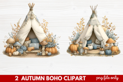 Autumn Boho Clipart | Fall Bohemian Aesthetic PNG Illustrati Product Image 1