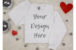 Valentines day Gildan 18000 White sweatshirt mockup Product Image 1