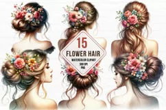 flower hair style sublimation, hair style woman clipart Product Image 1